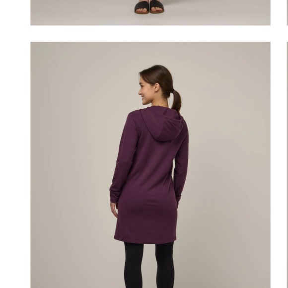 WOOL& Everett Sweatshirt Tunic Hoodie Dress Medium Marionberry - Picture 2 of 8